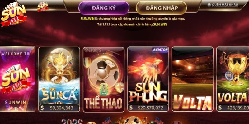 Các sảnh game hấp dẫn khi tham gia Sunwin