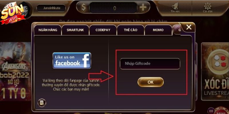 Hướng dẫn cách áp mã Giftcode Sunwin nhanh chóng